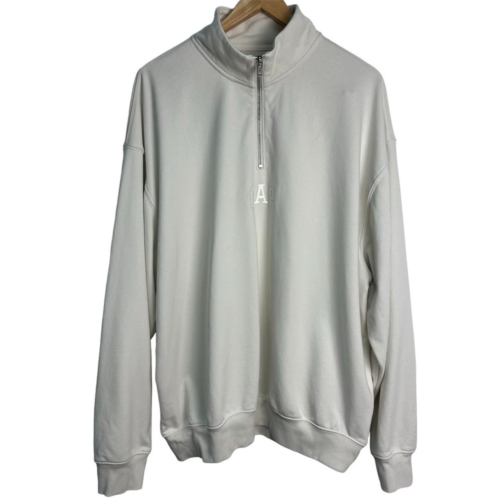 GAP Front Logo Men’s 1/4 Zip Size XL Cream Pullover Sweater